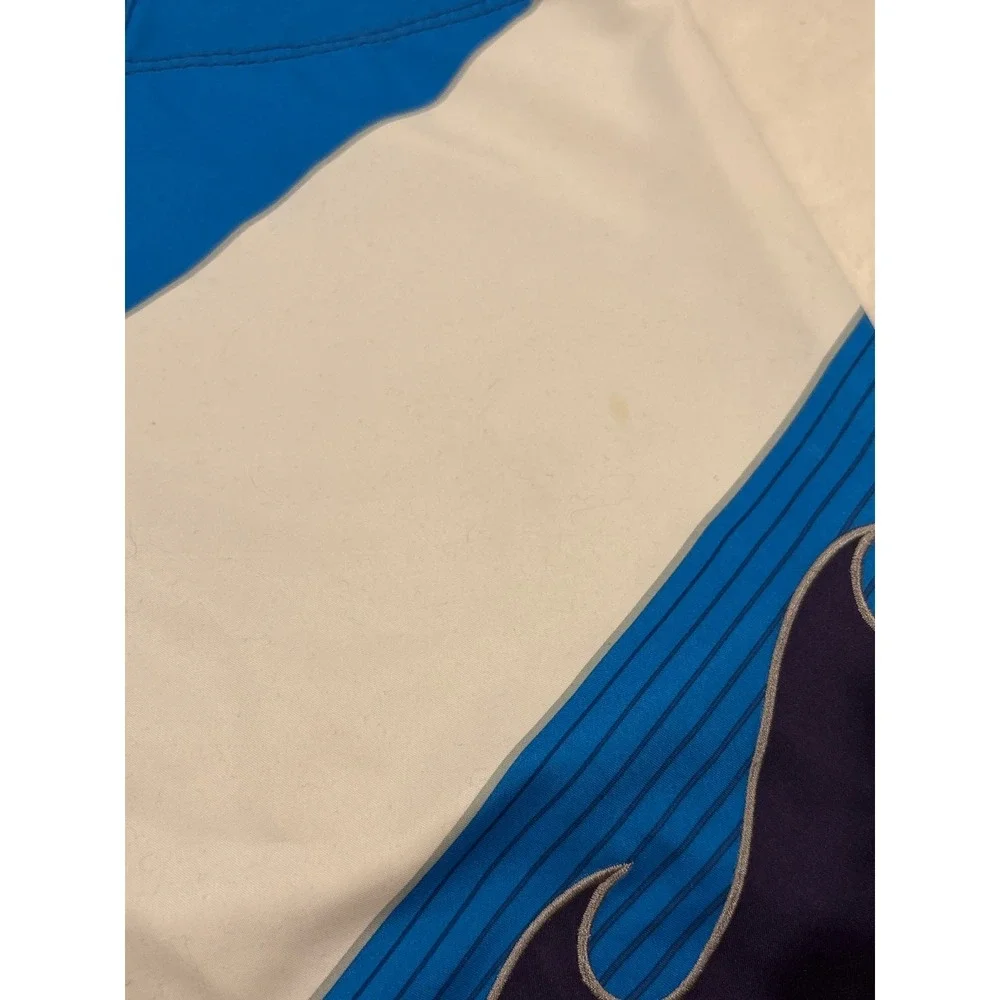 Billabong Mens Board Shorts Blue White Striped Colorblock Swim Trunks Size 36